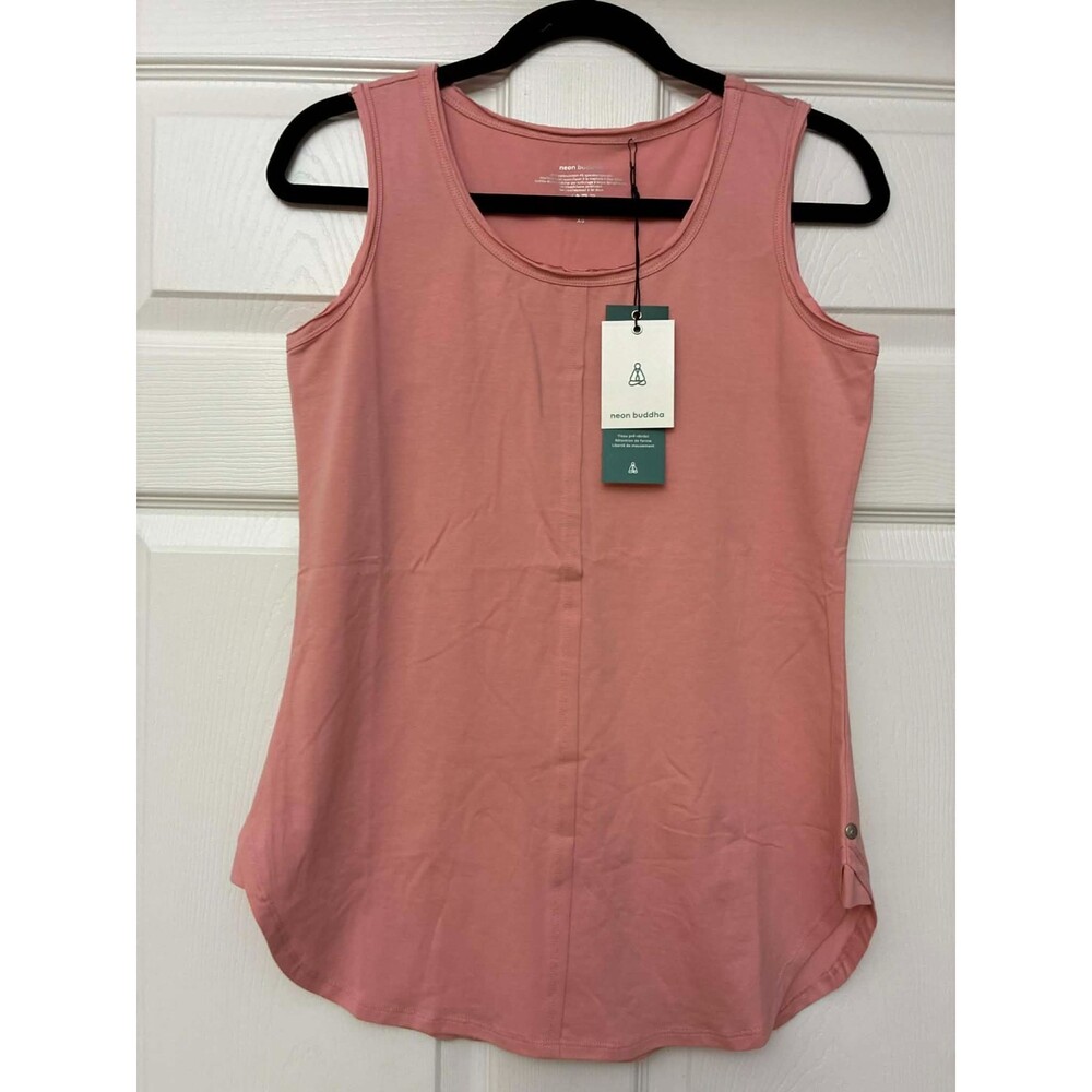 Neon Buddha XS Dusty Pink Sleeveless Stretch Tank Curved Hem NWT
